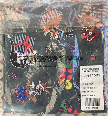 A Very Looney Tunes Navidad Vintage Verde Chemise Talla L Foto 1 de 4