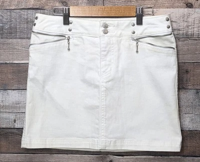 VENUS White Denim Mini Skirt Zipper Details Pockets Size 4 - Image 1 of 4