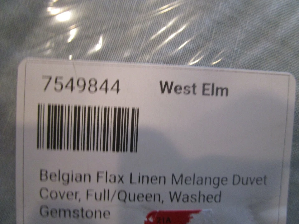 West Elm Belgian Linen Melange Duvet Full Queen Washed Gemstone 2 euro shams - Image 1 of 1