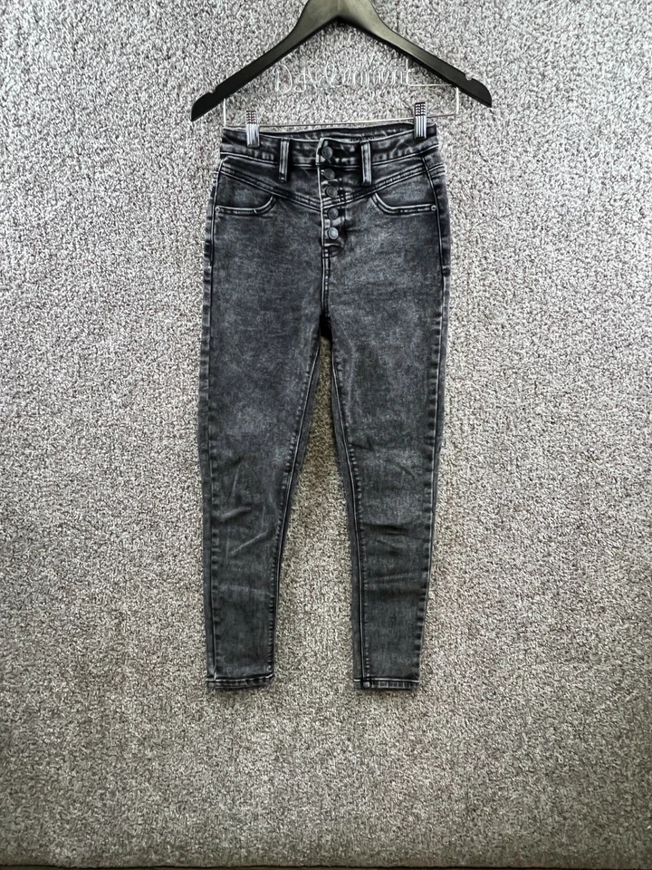 Pantalones de mezclilla para mujer Vanilla Star talla 1|25 gris tiro alto ajustados con botones  Foto 1 de 4