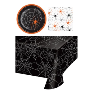 Halloween Spider Web Bundle with Luncheon Plates, Napkins and a Table Cover - Picture 1 of 4