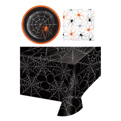 Halloween Spider Web Bundle with Luncheon Plates, Napkins and a Table Cover - Image 1 of 4