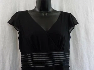 Vintage Liz Claiborne Blouse Size 6 Black Empire Bust Lined Box Pleated Hem V Ne - Picture 1 of 12