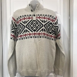 Suéter Chaps Fair Isle Estilo Nórdico Hombres L Cuello Simulado Apres Esquí Chalet - Imagen 1 de 9