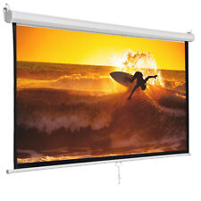 119" 1:1 Projection Projector Screen Home Hd Movie Matte White Manual Pull Down