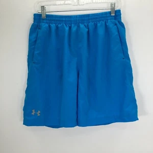 Under Armour Shorts Boys Large Blue Athletic HeatGear Fitted - Picture 1 of 7