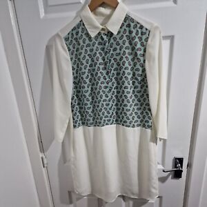 Jovonna London Dress UK 12 White Green Mint Paisley Tunic Shirt BNWT RRP £50