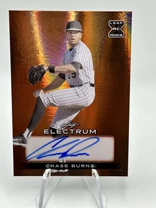 Chase Burns 2024 Leaf Electrum Bronze Auto Autograph RC /99 TOP PITCHER DRAFTED - Picture 1 of 2