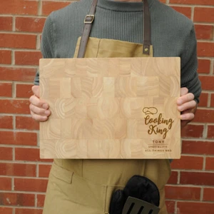 Personalised Chopping Board Cooking King Butchers Block Cooking Gift For Him Dad - Picture 1 of 14