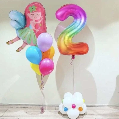 Paquete de globos de hadas de 2º cumpleaños decoraciones de fiesta de cumpleaños edad 2 niñas ángel Foto 1 de 3
