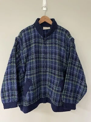 Jaqueta Ireland Boyne Valley Weavers 3X mangas removíveis lã azul/verde - Imagem 1 de 4