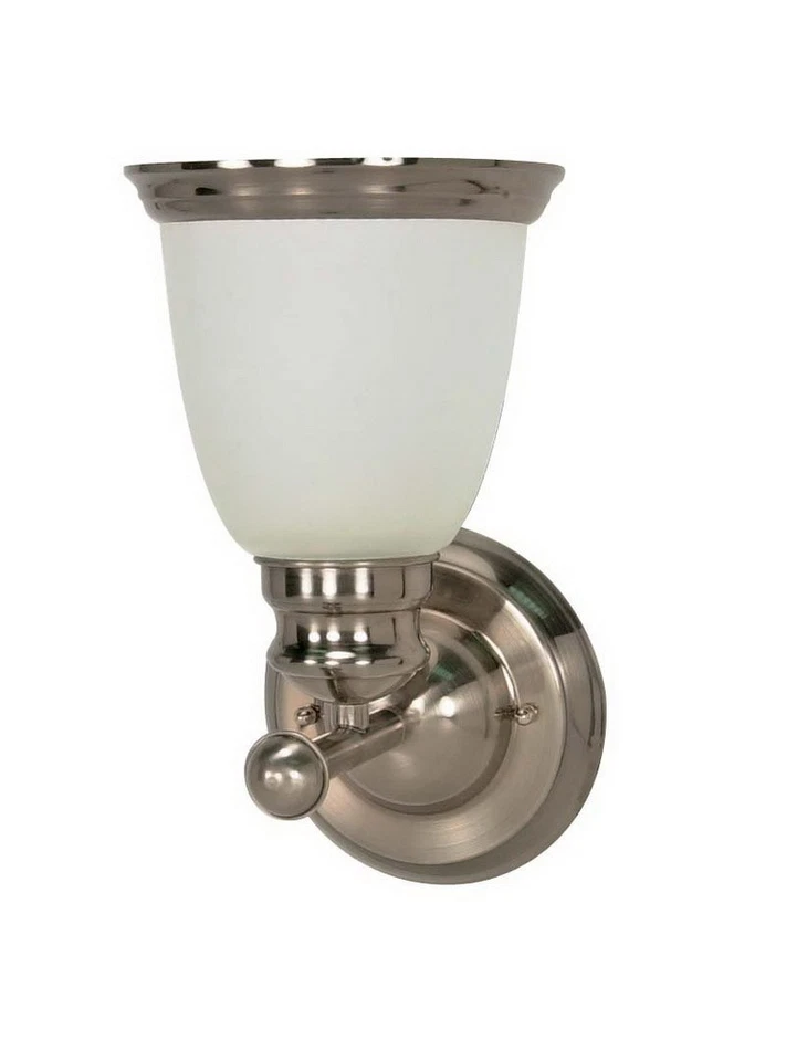 Smoked Nickel And Satin Frosted Glass 1 Light LED Wall Sconce Orig $75 - Image 1 of 1