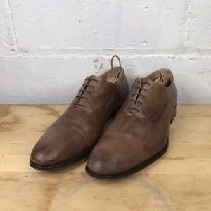 Zapatos Oxford Ace Marks Para Hombres Talla 11D Griffin Puntera Cuero Marrón Hechos en Italia - Imagen 1 de 12