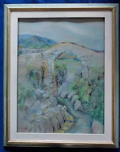 GRÄFIN ELISABETH VON CASTELL Gemälde Pastell "Ponte di Abbadia" Etruskerbrücke - Bild 1 von 4