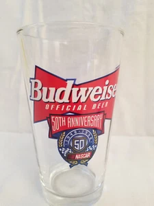 Vintage 1998 Budweiser Nascar 50th Anniversary 16oz Pint Official Beer Glass - Picture 1 of 4