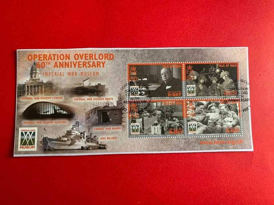 ISLE OF MAN IOM 2004 USED MINISHEET D-DAY WW2 CHURCHILL WAR MUSEUM - Image 1 of 1
