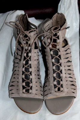 Sandalias SAM EDELMAN para mujer de cuña baja gris gamuza cuero cremallera trasera talla-8,5 M Foto 1 de 4