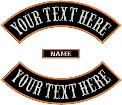 CUSTOM EMBROIDERED 3 PC 13" MC ROCKER PATCH SET MOTORCYCLE BIKER CUT VEST USA - Image 1 of 4