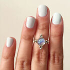 Minimal Delicate Rainbow Moonstone 925 Silver Ring / Luna and Silver Ring