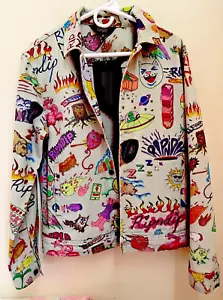 Custom Jacket RIPDIP Size M Gray Denim Style Jean Button Up Graphic Design - Picture 1 of 24