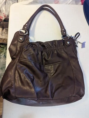 Elle Women’s Brown Vinyl Handbag with 6 Pockets, Bag Charm & Zipper Closure  - Image 1 of 4