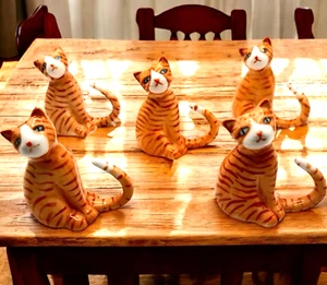 Napkin Rings Orange Tabby Cat Blue Eyes Fine Bone China Set of 5 Cat Lovers - Picture 1 of 19