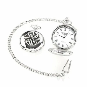 Mullingar Pewter Irish Trinity Pocket Watch Quartz Handmade Pocket Watch - 14" - Picture 1 of 2