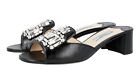 Auth Prada Saffiano Sandals Shoes 1Xx148 Black Leather New Us 6.5 Eu 36,5 37