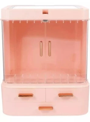 Pink Luxury Cosmetic Box Makeup Storage w/ Mirror Led lights And Inside - Image 1 of 4