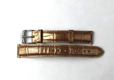 Genuine Michele 16mm Brown Gold Alligator Watch Band Strap - Image 1 of 4