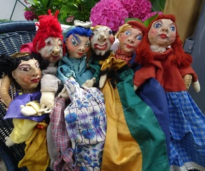 6 Stück Kasperle Figuren Handpuppen Vintage Puppen Spiel Nachlass Rarität 💗 - Bild 1 von 10