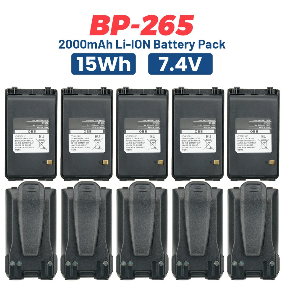 10PC 2200mAh BP-265 Li-ion Battery for ICOM IC-T70A IC-T70E IC-V80 IC-V80E Radio - Image 1 of 4