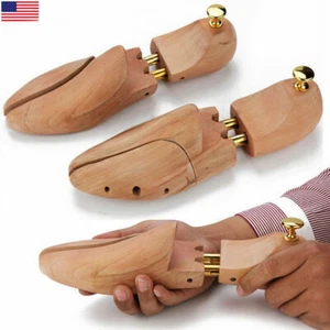NUEVO Ajustable Hombres Mujeres Zapatillas de Madera Lisa Cuero Zapato Árbol Estira Expansor - Imagen 1 de 12