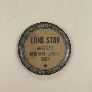 Lone Star Beer Advertising Knife Sharpener Button Vintage Black - Picture 1 of 2