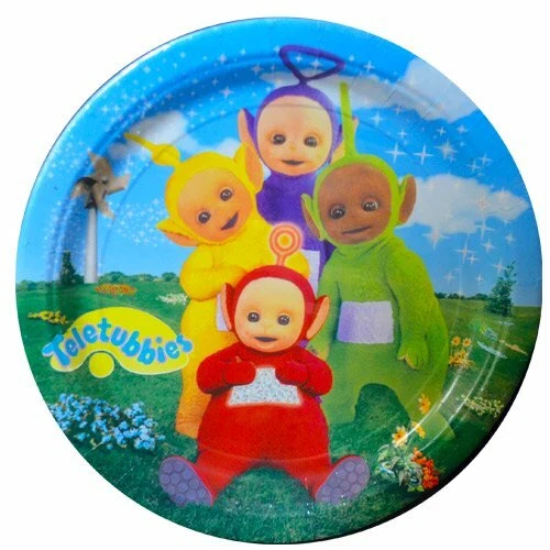 TELETUBBIES VINTAGE 1998 LARGE PAPER PLATES (8) ~ Happy Birthday Party Supplies - image 1 of 1