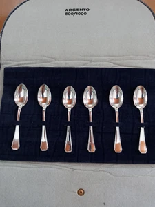 Sei cucchiaini in argento 800 pesano in totale 53 grammi con astuccio regalo - Foto 1 di 7