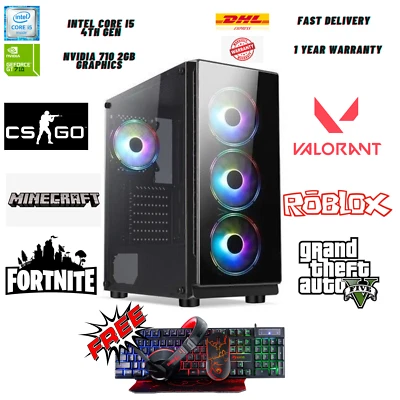 FAST Gaming PC RGB Bundle Intel Core i5 16GB RAM 1TB SSD Nvidia GT710 Win10 WiFi - Image 1 of 4