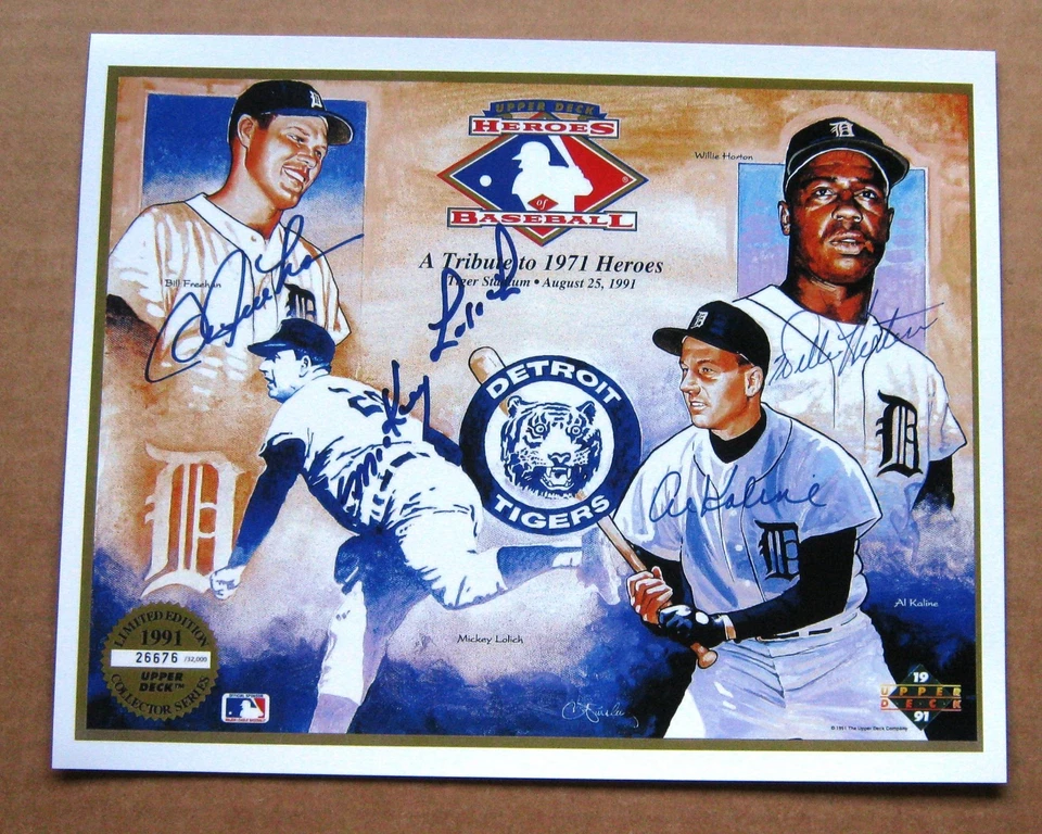 Detroit Tigers 1968 8 x 10 hojas impresas autos: Kaline, Horton, Lolich, Freehan Foto 1 de 1