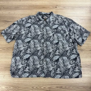Vintage Harley Davidson Hawaiihemd 3XL schwarz weiß leicht Viskose Knopfleiste - Bild 1 von 8