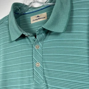 Tommy Bahama Polo Golf Shirt Mens XXL 2XL Seafoam Green Striped Collared       S - Picture 1 of 9