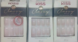 KISS Classy Nails Trendy long 28 Nails Each Pack pink variegated 3 packs 84 tot - Picture 1 of 1