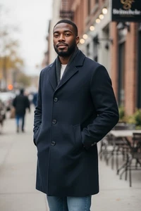 Kenneth Cole Reaction Men's Black Overcoat Size 38R NWOT - Picture 1 of 12