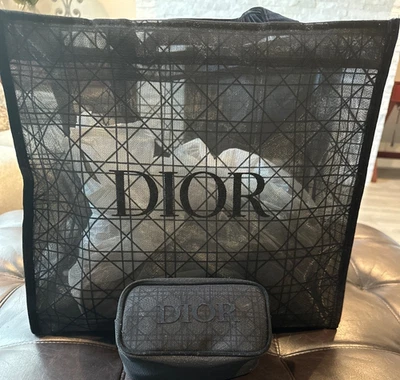 Сумка с короткими ручками Dior Parfums VIP черная Cannage сетчатая и соответствующий мешочек бархатистая отделка см. через - Изображение 1 из 4