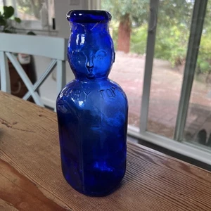 Vintage Cobalt Blue Glass Brookfield Baby Top Milk Bottle 1 Quart - Picture 1 of 8