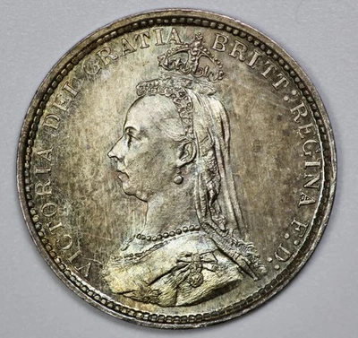 1887 Great Britain Silver 3p Threepence UNC - Image 1 of 3