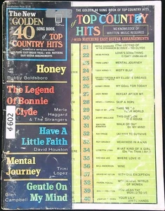 Golden 40 Top Country Hits Song Book for piano, organ, guitar & vocal 602a - Foto 1 di 16