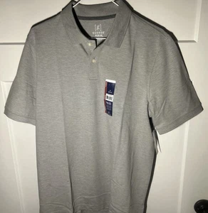 NWT George Men's Pique Polo Shirt  2 Button Coastal Heather Gray Short Sleeves M - Picture 1 of 14