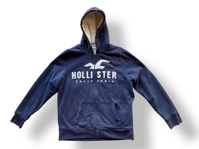 De Colección Hollister Suéter Adulto Grande Chaqueta Cremallera Completa Pesada Sherpa BOHO Y2K Azul Foto 1 de 4