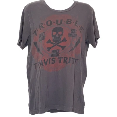 Canvas T Shirt Mens Small Gray Travis Tritt Trouble Vintage 1991 Tour Country - Image 1 of 3