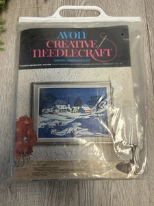 Vintage Avon Crewel Embroidery Kit 12x16 Creative Needlecraft Country Snowscape - Picture 1 of 6